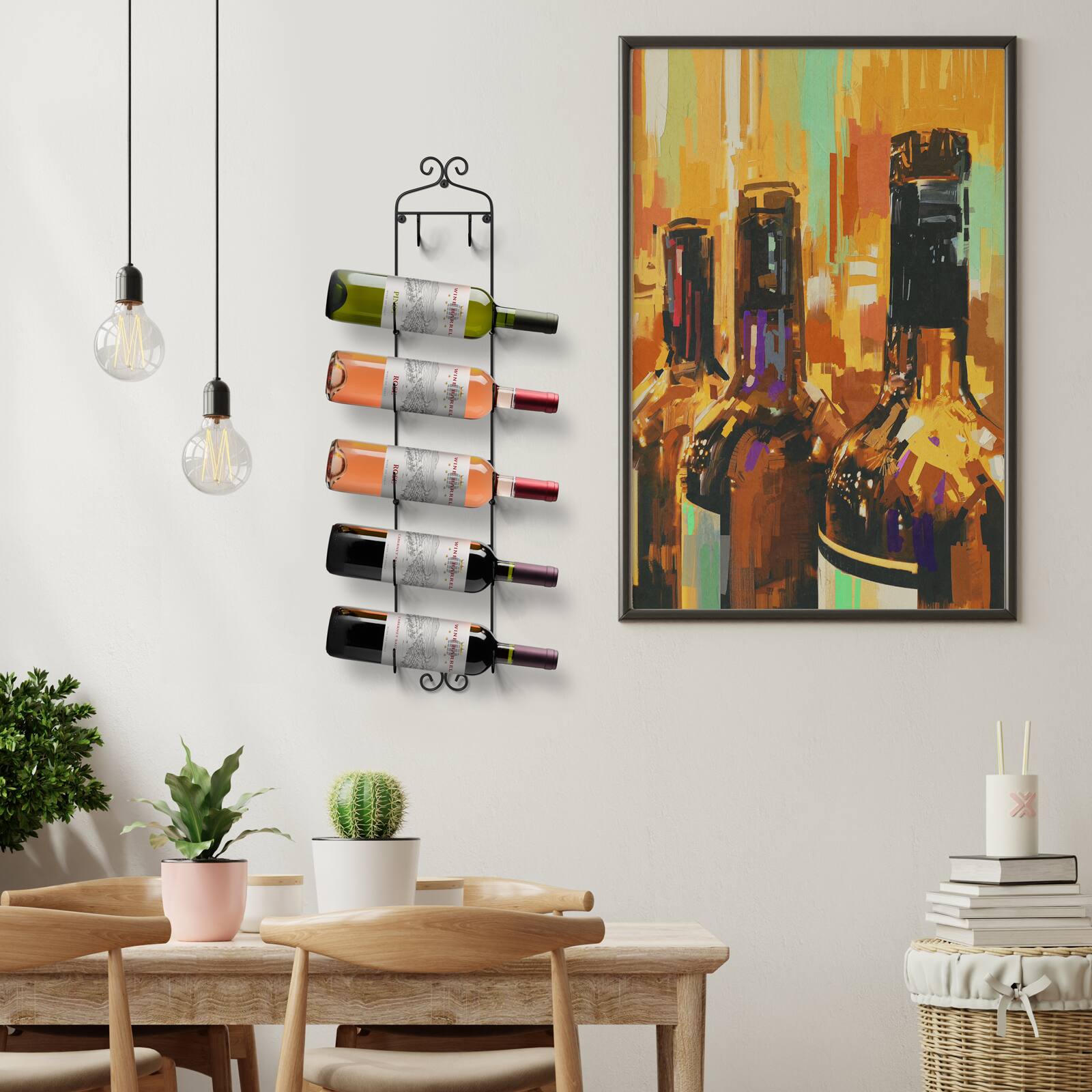Alt View 1. Sorbus - Sorbus Wall-Mounted Metal Wine Rack, 6-Bottle - Black.