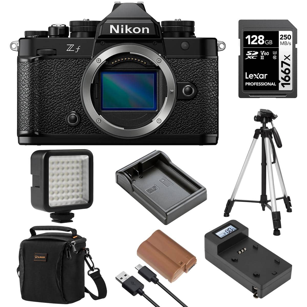 Bundle - Nikon - Z f Mirrorless Camera, with 128GB SDXC Memory Card, EN-EL15c Lithium-Ion Battery and Smart Charger,