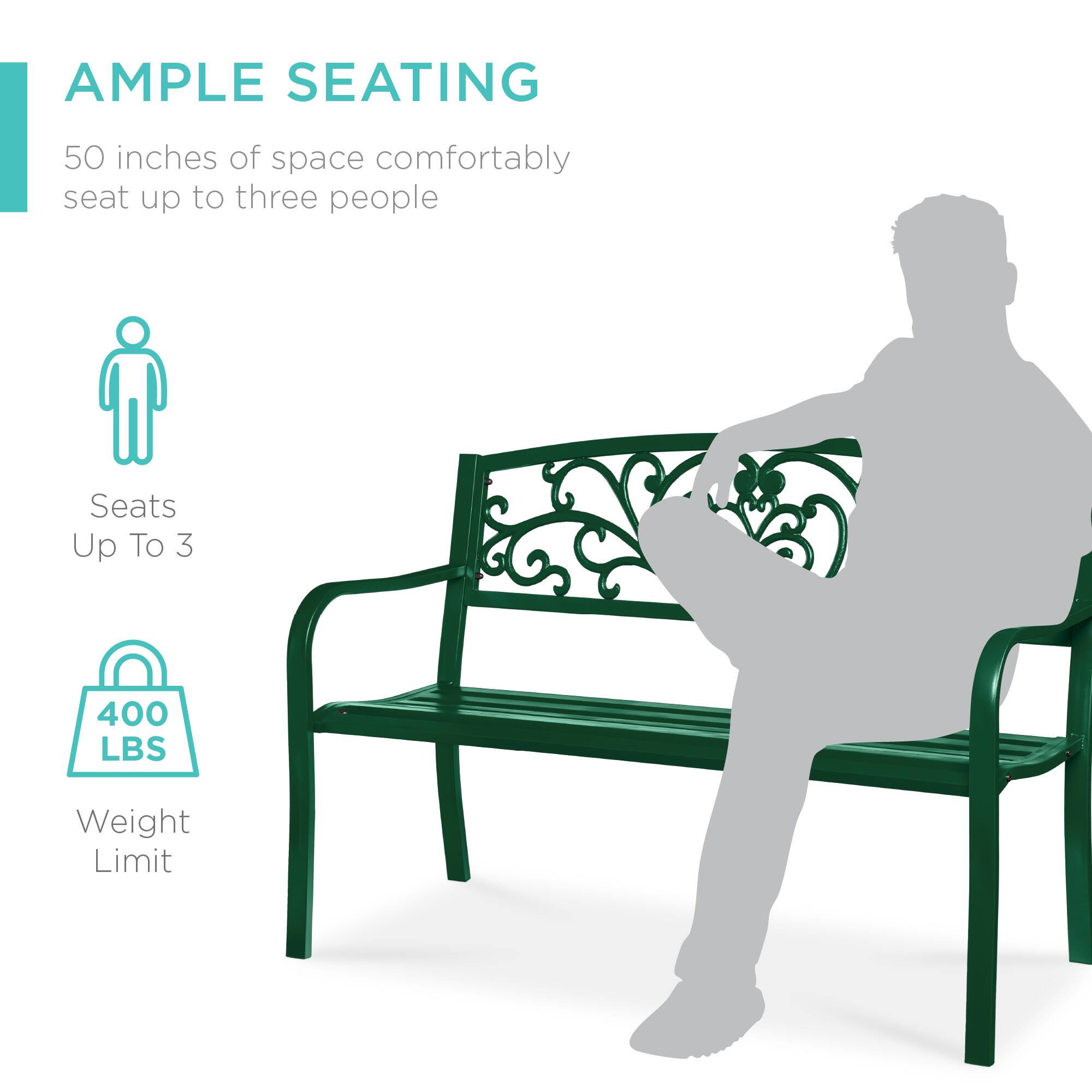 AMPLE SEATING

50 inches of space comfortably seat up to three people

Seats Up To 3

400 LBS Weight Limit
