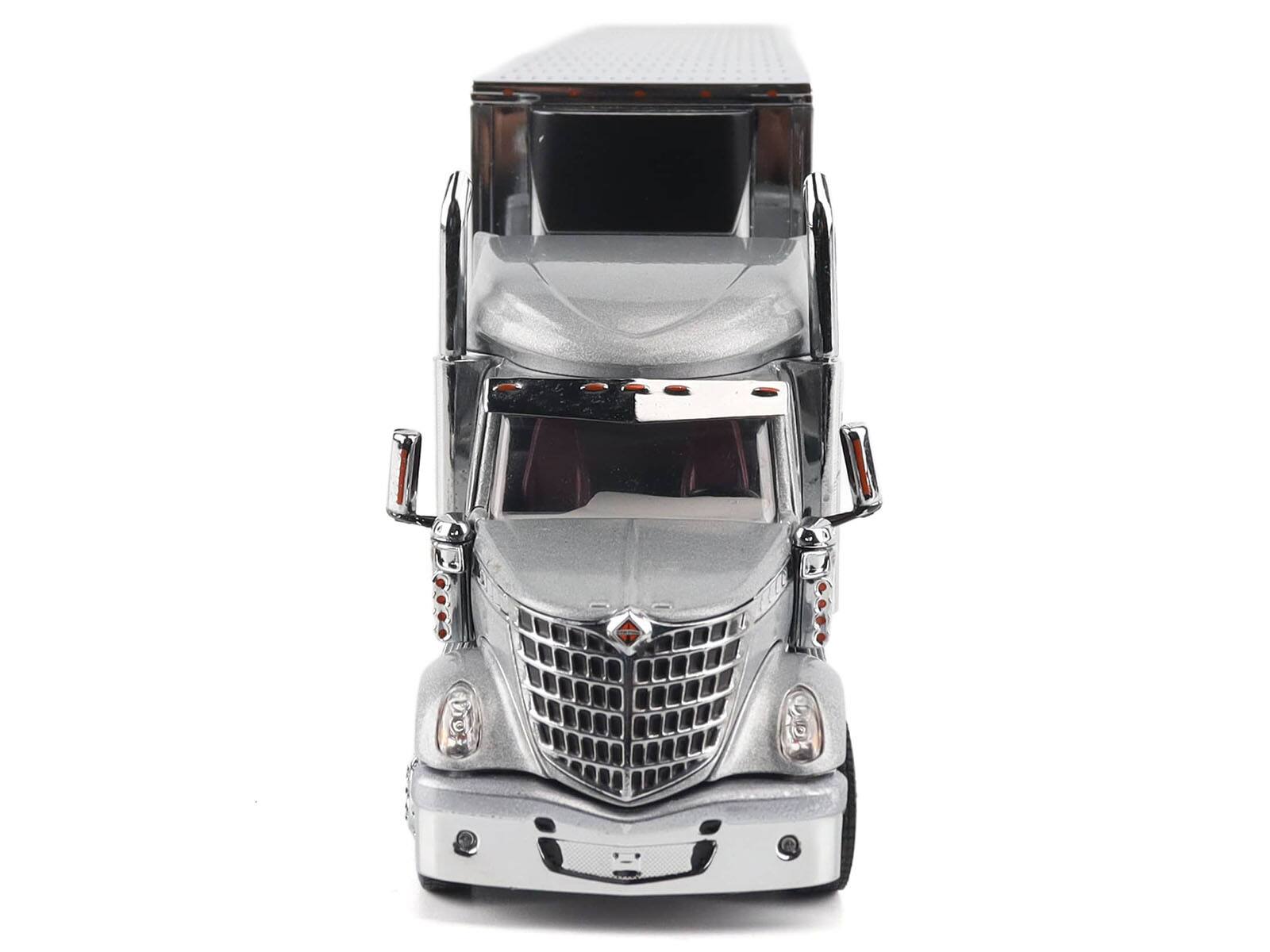 Alt View 3. Diecast Masters - International Lonestar Truck w/Sleeper Silver Metallic with "CAT Caterpillar" Trailer 1/50 Model by Diecast Masters.