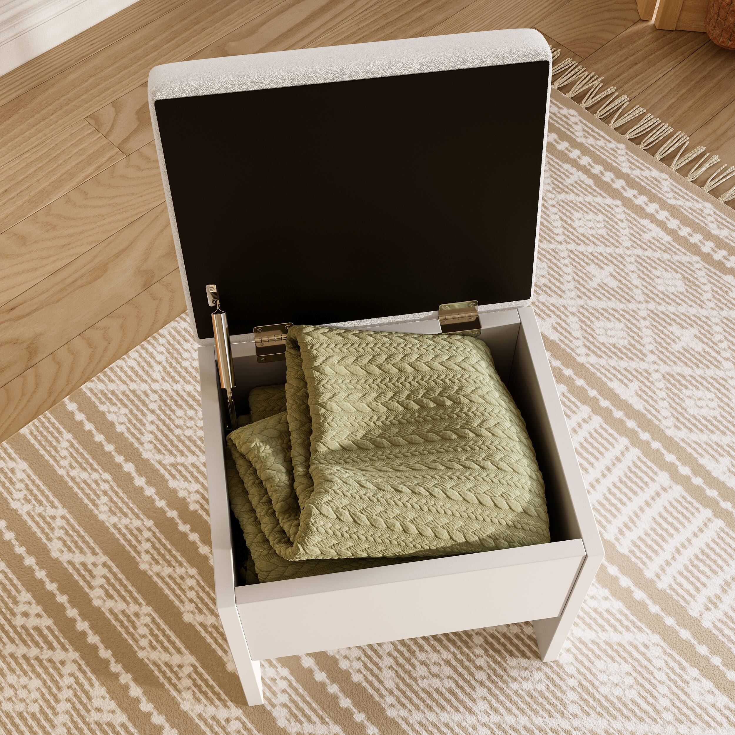 Alt View 7. Ecooso - Farmhouse Makeup Vanity Desk with Lighted Mirror, Vanity Table w/ Sliding Barn Door, Hidden Shelves, Drawers & Cabinets - Beige.