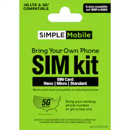 Simple Mobile - Bring Your Own Phone Mini SIM Pack with Nano/Micro/Standard - Multi