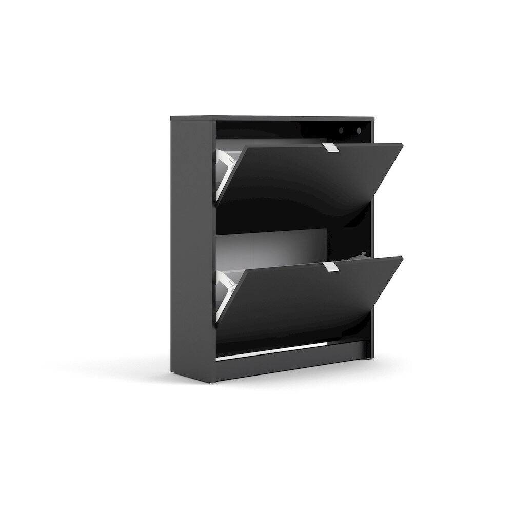 Back. Tvilum - Bright 2 Drawer Shoe Cabinet Matte - Black.