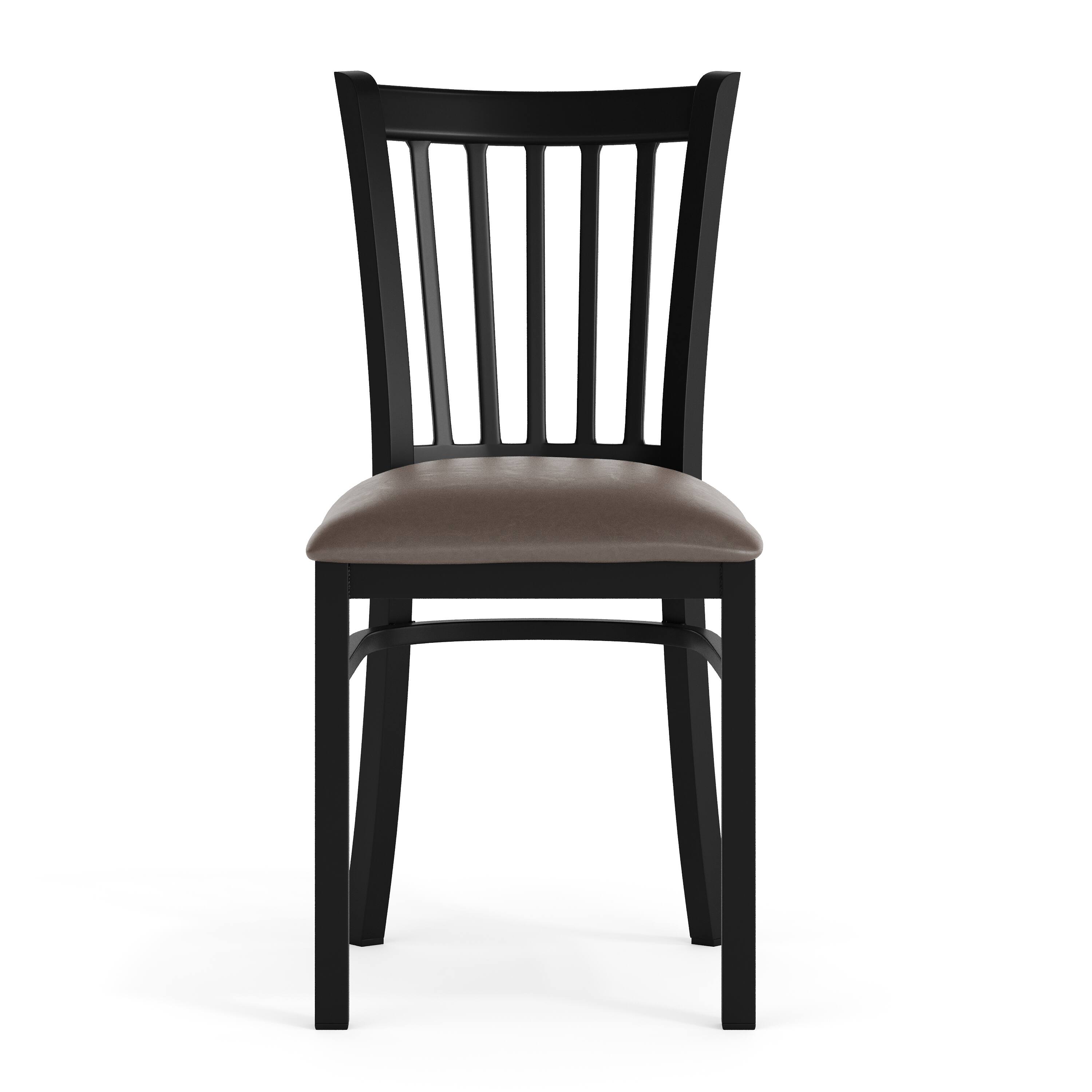 Alt View 9. Emma + Oliver - Ladder Back Metal Restaurant Dining Chair - Mocha Vinyl Seat/Black Metal Frame.