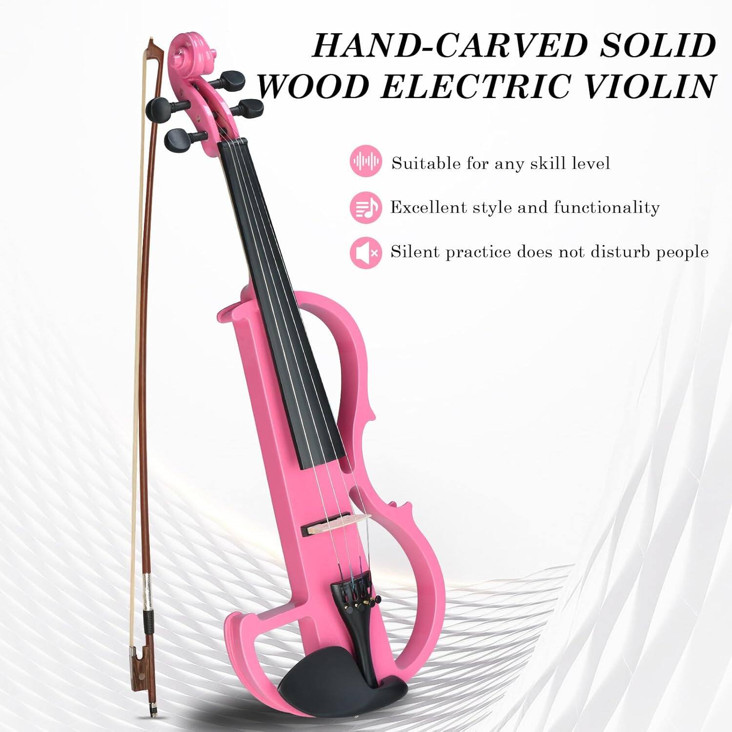 HAND-CARVED SOLID WOOD ELECTRIC VIOLIN

- Suitable for any skill level
- Excellent style and functionality
- Silent practice does not disturb people