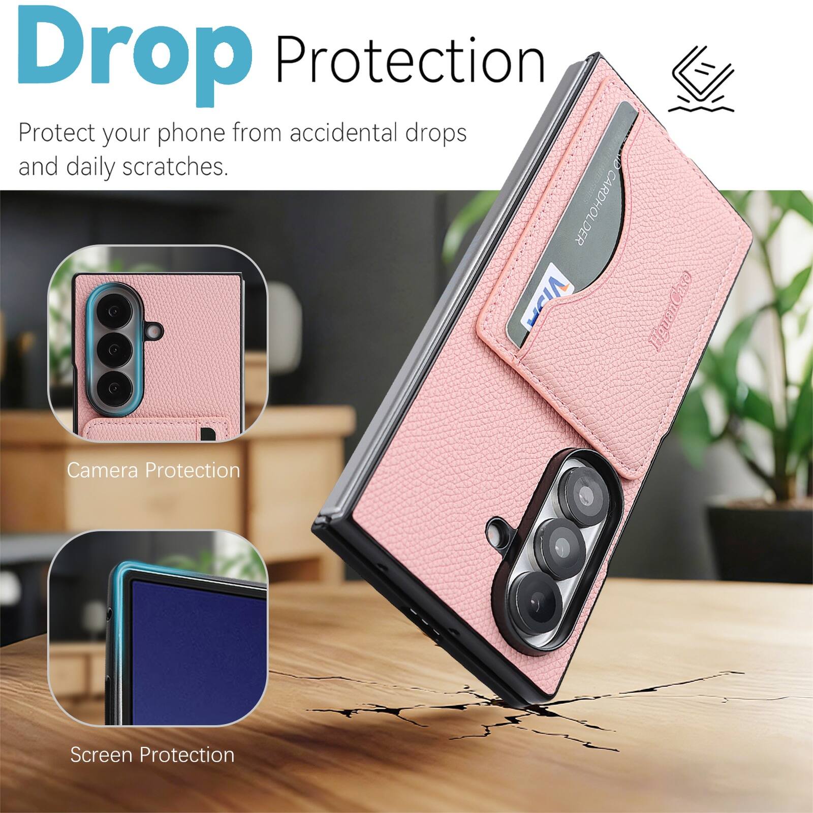 Drop Protection  
Protect your phone from accidental drops and daily scratches.  

EguanCase  
Camera Protection  
Screen Protection
