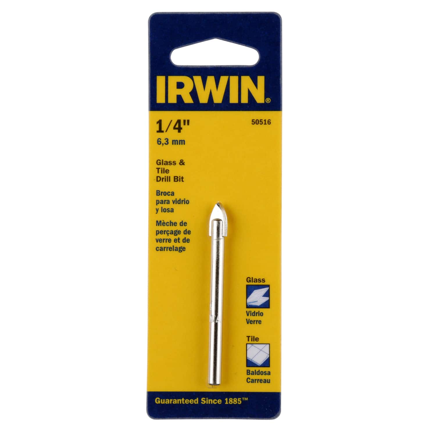 Irwin - 1/4  X 4  L Carbide Tipped Glass/Tile Drill Bit Straight Shank 1 pk price history on PriceWatchPro