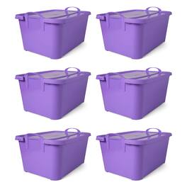 Life Story - 55 Quart Stackable Storage Bin, Light Duty Container, Purple, 6 Pack - Solid Purple