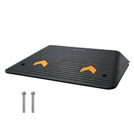 VEVOR - Upgraded Rubber Threshold Ramp, 4" Rise Door Ramp with 1 Channel, Natural Rubber Car Ramp with Non-Slip Textured Surface - Black