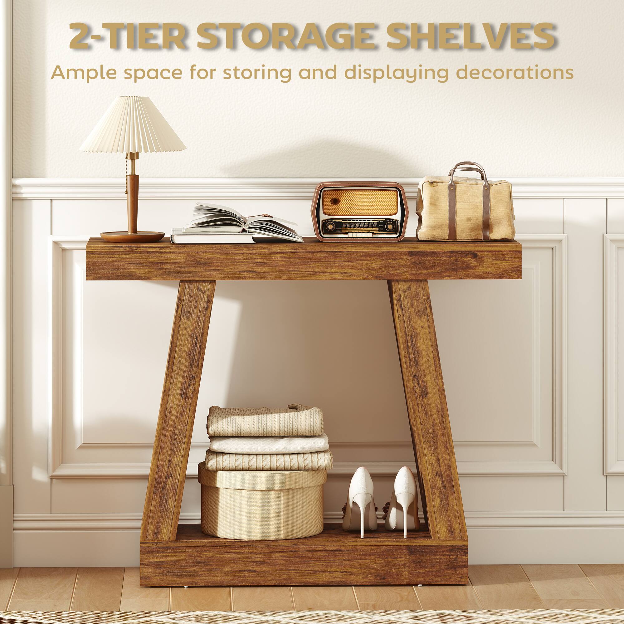 2-TIER STORAGE SHELVES  
Ample space for storing and displaying decorations