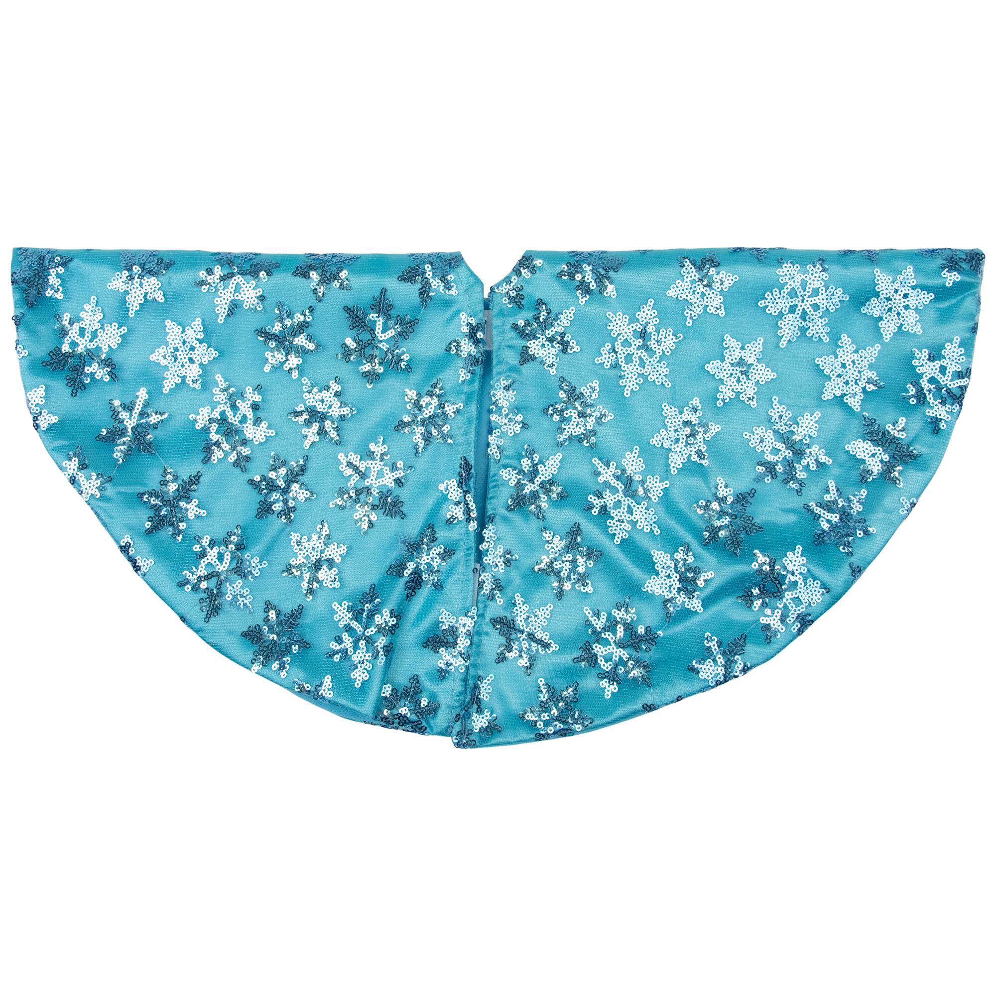 Alt View 3. Northlight - Sequin Snowflake Pattern Mini Christmas Tree Skirt - Blue - 20" - Blue.