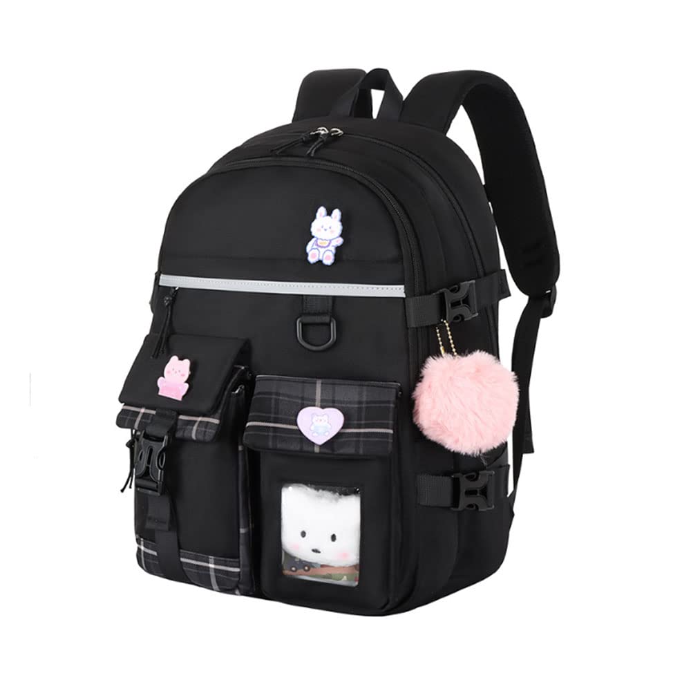 Front. Live At Space - Teenage Backpacks15 6 Inch Cute School Bag Elementary Middle High College Backpack Large Capacity Waterproof Backpacks - Black.