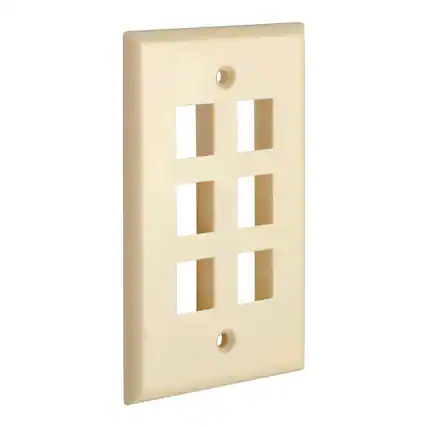 Front. Cmple.com - Cmple - Keystone Wall Plate Cover Ethernet Wall Plates for Modular Inserts, RJ45 Keystone Jack - 6 Port - Ivory - Ivory.