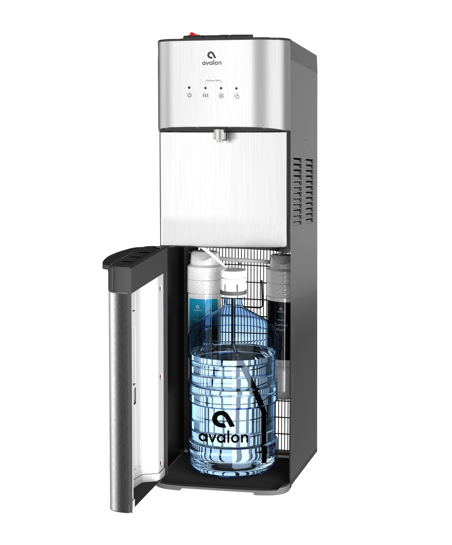 The text on the image reads "avalon 115 LL C - s 2 Corte Sied a avalon." This text is in German and can be translated to "avalon 115 LL C - s 2 Corte Sied a avalon." The text is referring to a water cooler or dispenser, which is made by the company Avalon. The model number is 115 LL C - s 2 Corte Sied a avalon.