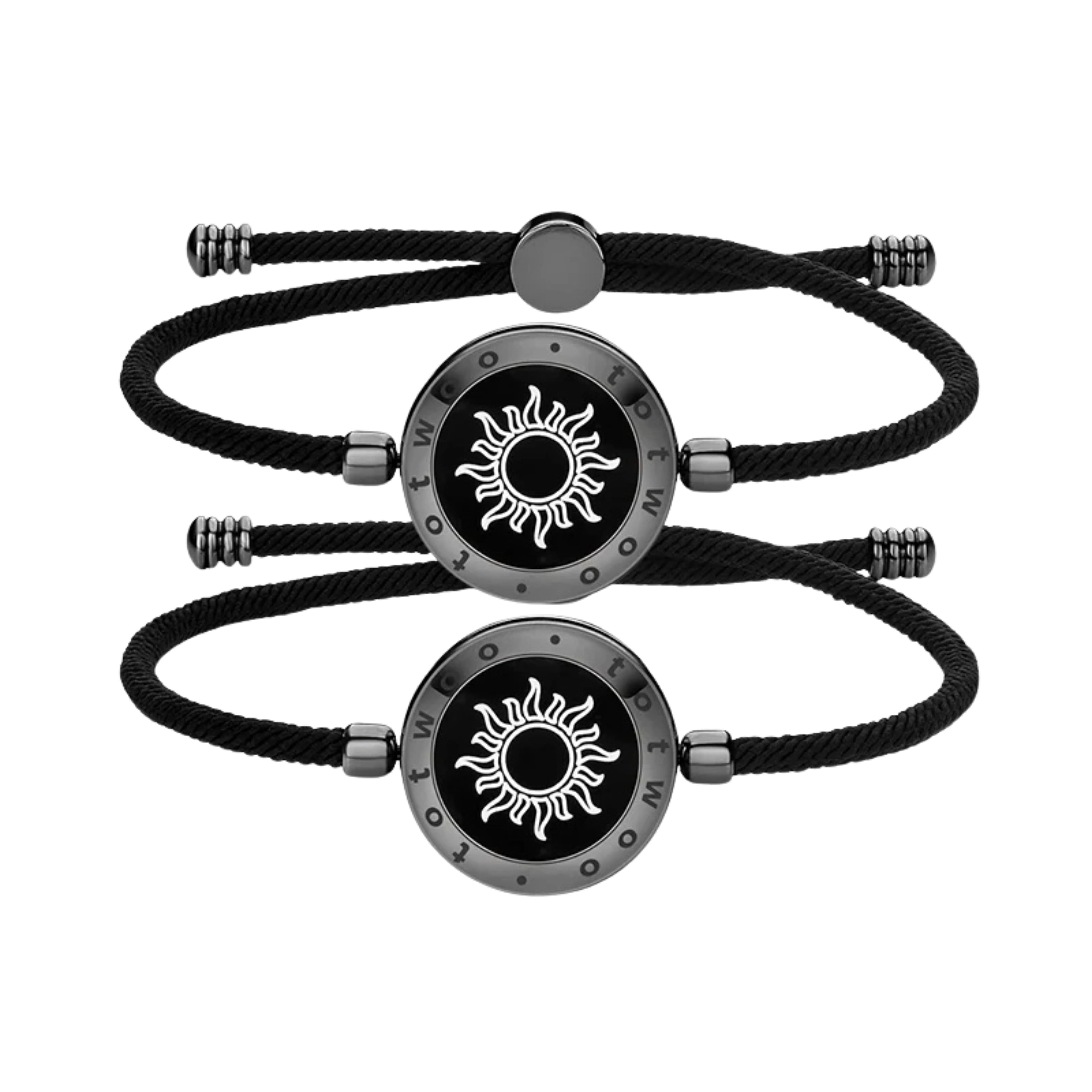 Totwoo - Moon & Moon Milan Rope Long Distance Touch Bracelets, 2-Pc - Black - (2022)