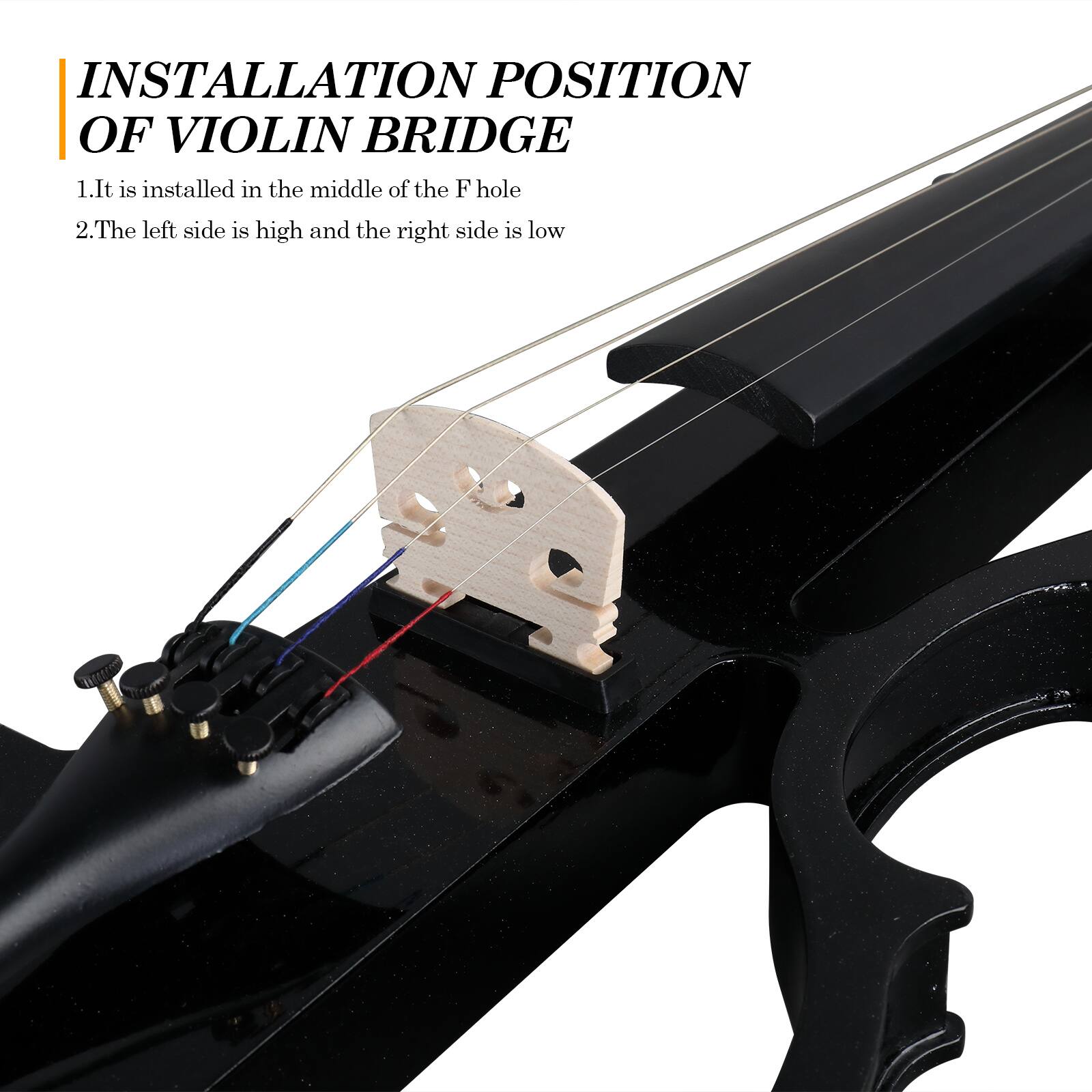 INSTALLATION POSITION OF VIOLIN BRIDGE

1. It is installed in the middle of the F hole
2. The left side is high and the right side is low