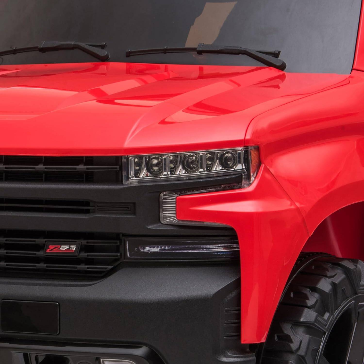 Alt View 1. GARVEE - Licensed Chevrolet Silverado 12V Electric Ride-on Car Truck w/Parent Remote Control, Bluetooth Speaker - Red.