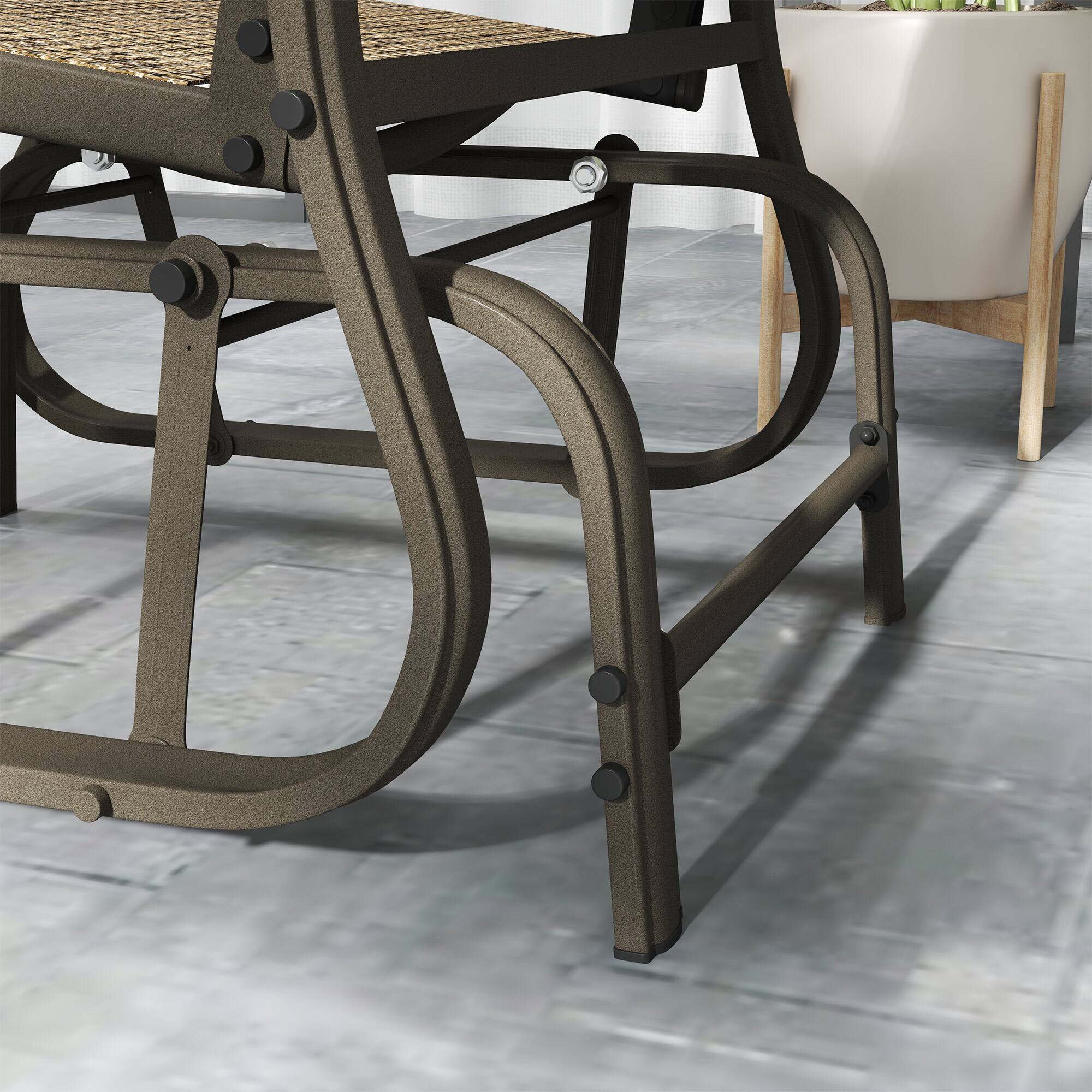 Alt View 5. Outsunny - Outdoor Glider Chair, Gliders for Outside Patio with Steel Frame and Mesh Fabric for Backyard, Garden, and Porch - Light Mixed Brown.