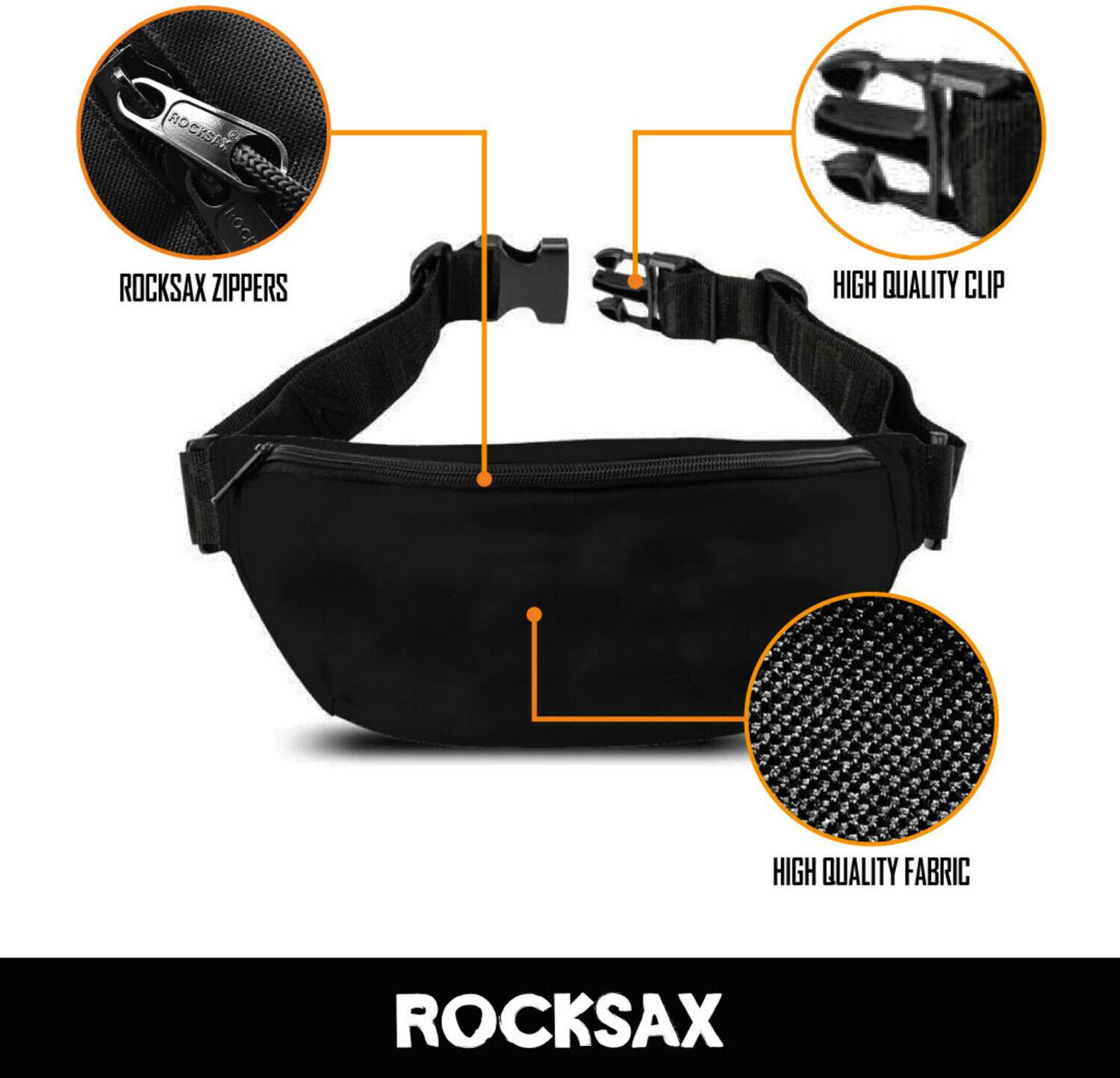 ROCKSAX ZIPPERS  
HIGH QUALITY CLIP  
HIGH QUALITY FABRIC  

ROCKSAX