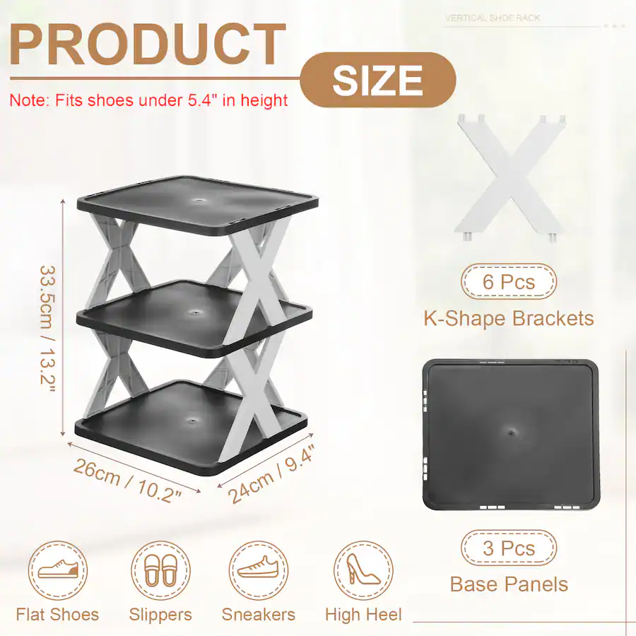 High Vertical Racks Unique Bargains 3 Tier Plastic Shoe Rack, Vertical Stackable Folding ...