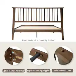 East West Furniture - Queen Wooden Platform Bed Frame - Walnut
