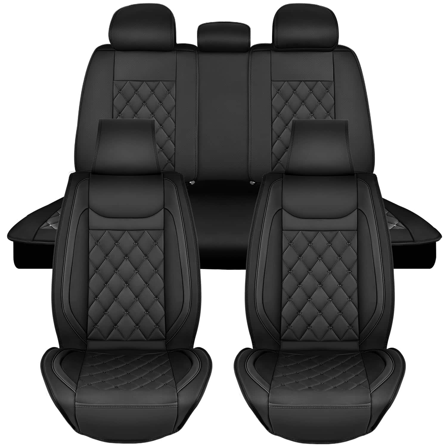 Empire DigiLabs - Seat Covers Waterproof Faux Leather Cushions Anti slip Universal Fit For Cars Hyundai Honda Accord Kia Civic - Green