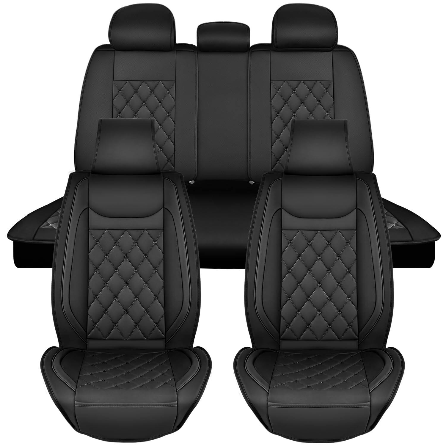 Front. Empire DigiLabs - Seat Covers Waterproof Faux Leather Cushions Anti slip Universal Fit For Cars Hyundai Honda Accord Kia Civic - Green.