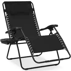 Front. Best Choice Products - Best Choice Products Oversized Zero Gravity Chair, Folding Outdoor Patio Recliner w/ Cup Holder - Black - Black.