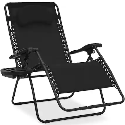 Front. Best Choice Products - Best Choice Products Oversized Zero Gravity Chair, Folding Outdoor Patio Recliner w/ Cup Holder - Black - Black.