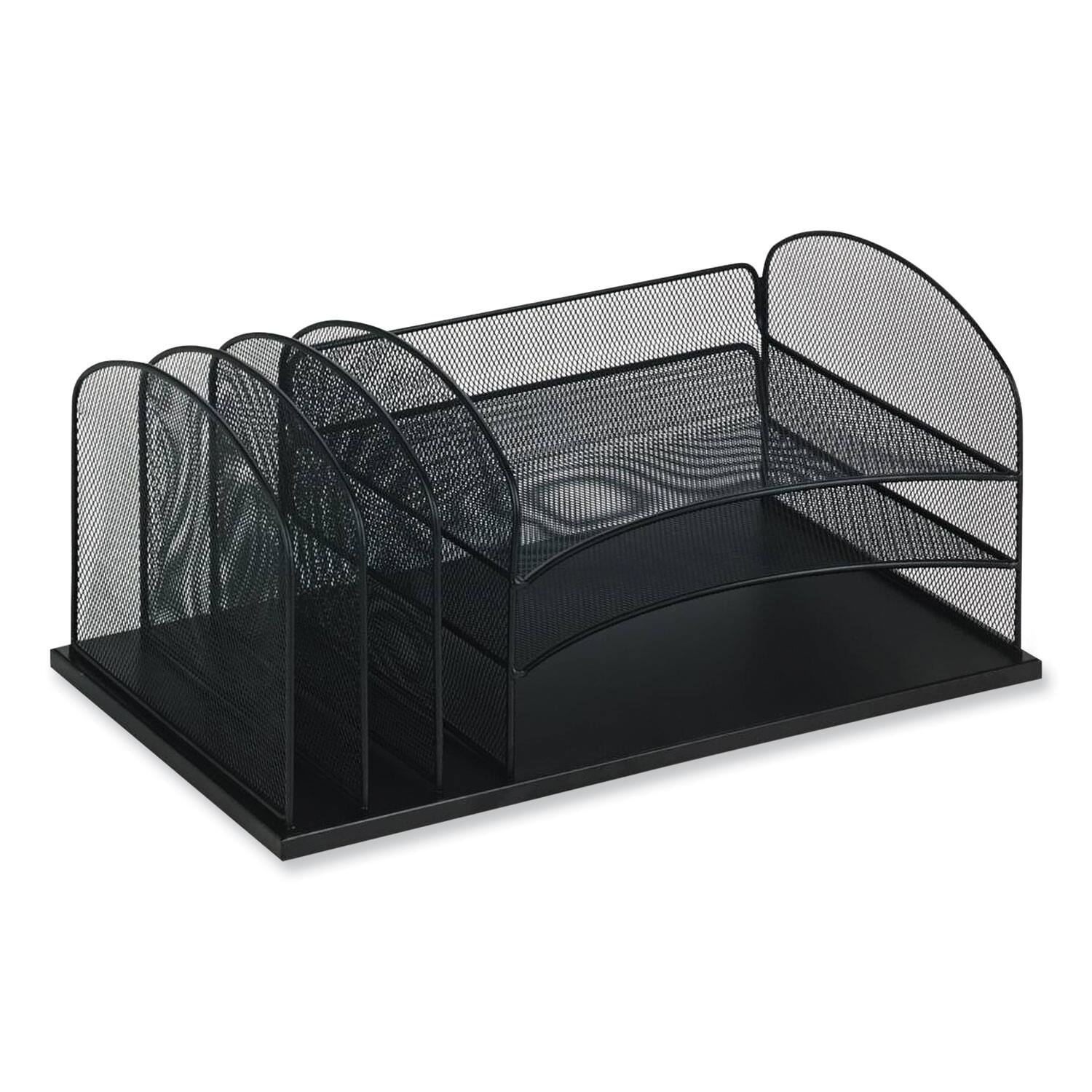 Angle. Safco - Safco Onyx Desk Organizer with Three Horizontal and Three Upright Sections, Letter Size Files, 19.25 x11.5 x 8.25, Blue.