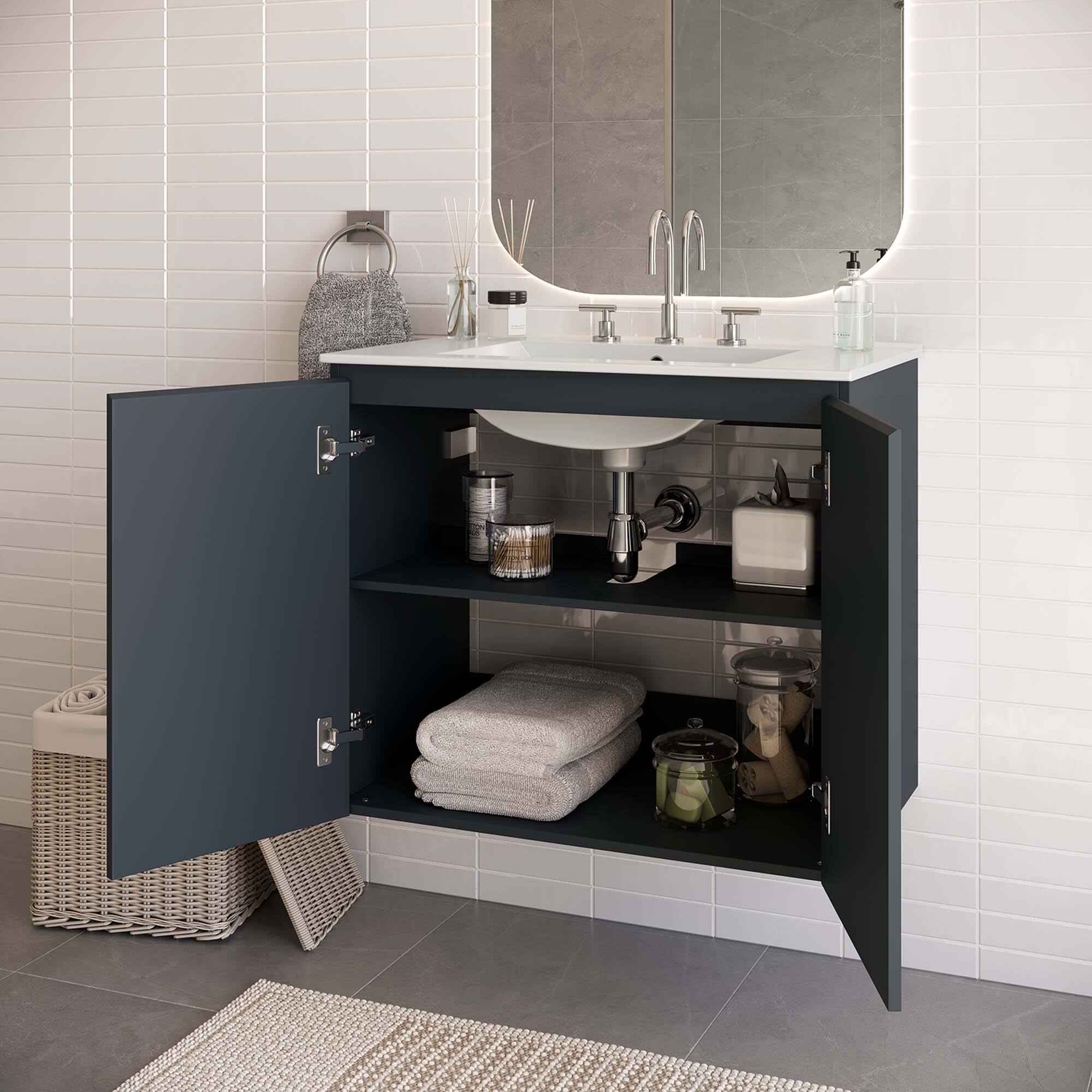 Back. Modway - Bryn Wall-Mount Bathroom Vanity Basin Included - Gray White.