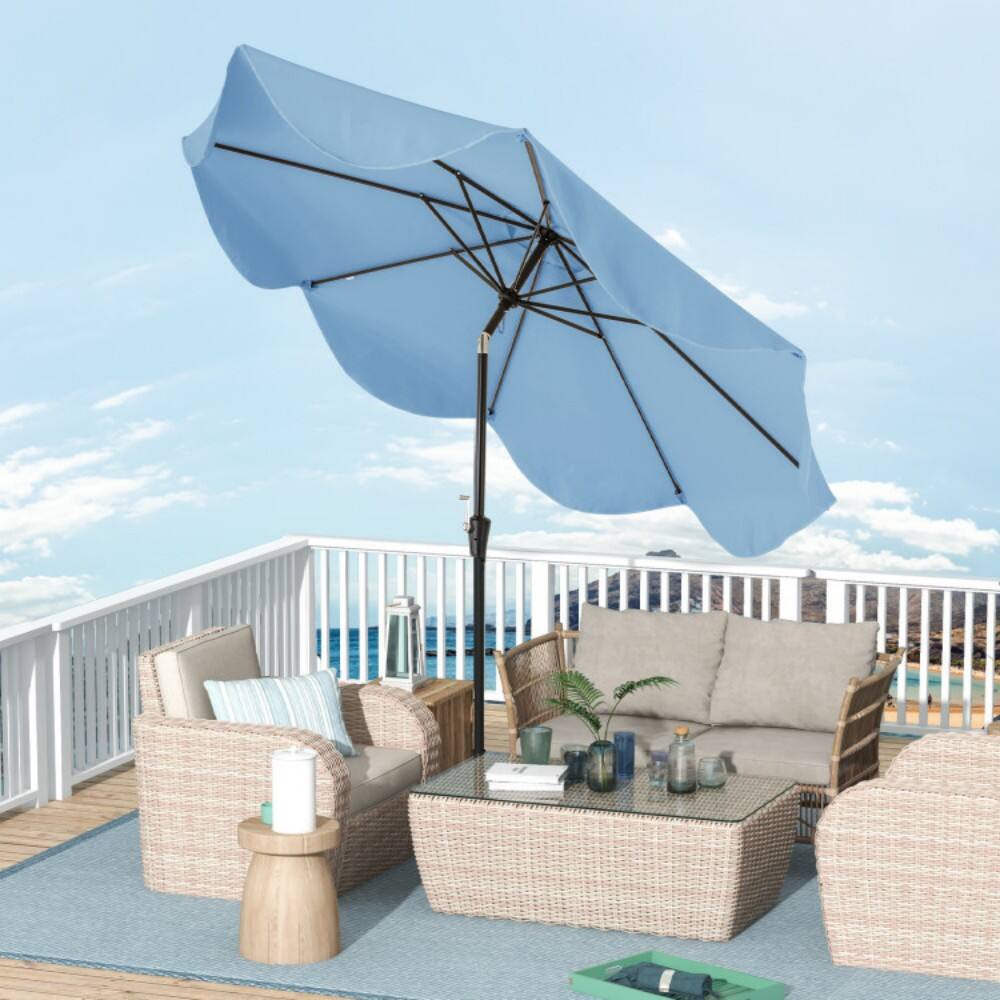 Alt View 4. Mondawe - 9 FT Patio Umbrella with Crank Handle and Push Button Tilt - Navy.