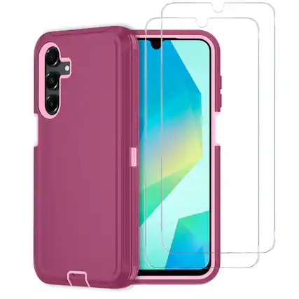 Front. Entronix - Entronix Heavy Duty Bundle for Samsung Galaxy A16 - Case and 2 Clear Screen Protectors - Purple.