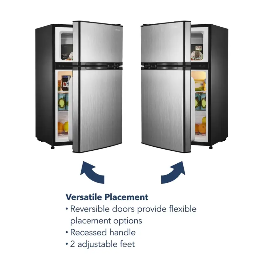 Versatile Placement Reversible doors provide flexible placement options Recessed handle 2 adjustable feet