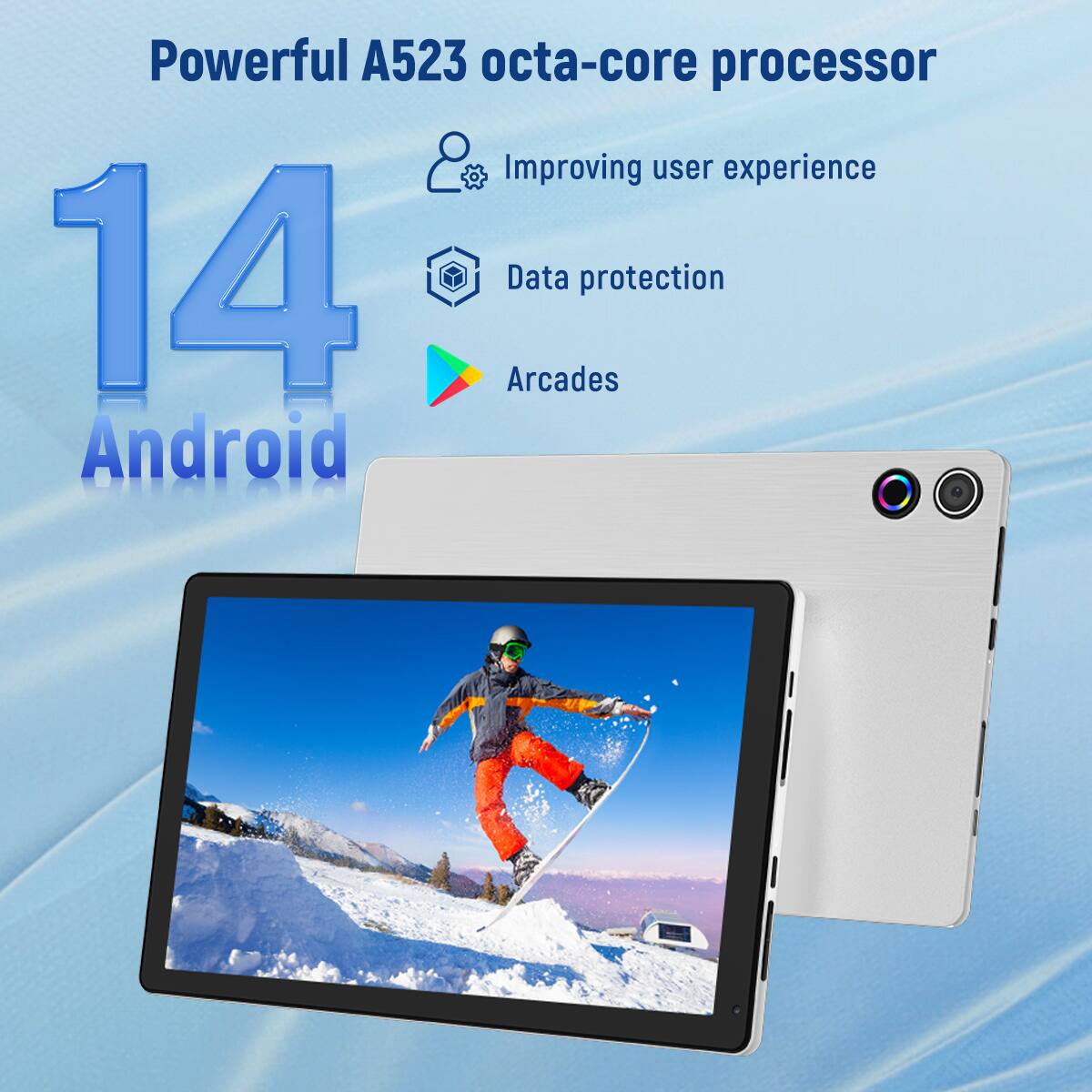 Powerful A523 octa-core processor  
Improving user experience  
14  
Data protection  
Arcades  
Android