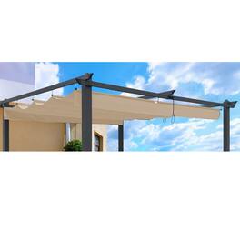 APRILSOUL - Replacement Canopy Top Cover Fabric for 13x10 Ft Outdoor Patio Retractable Pergola Sun-shelter Canopy-Khaki