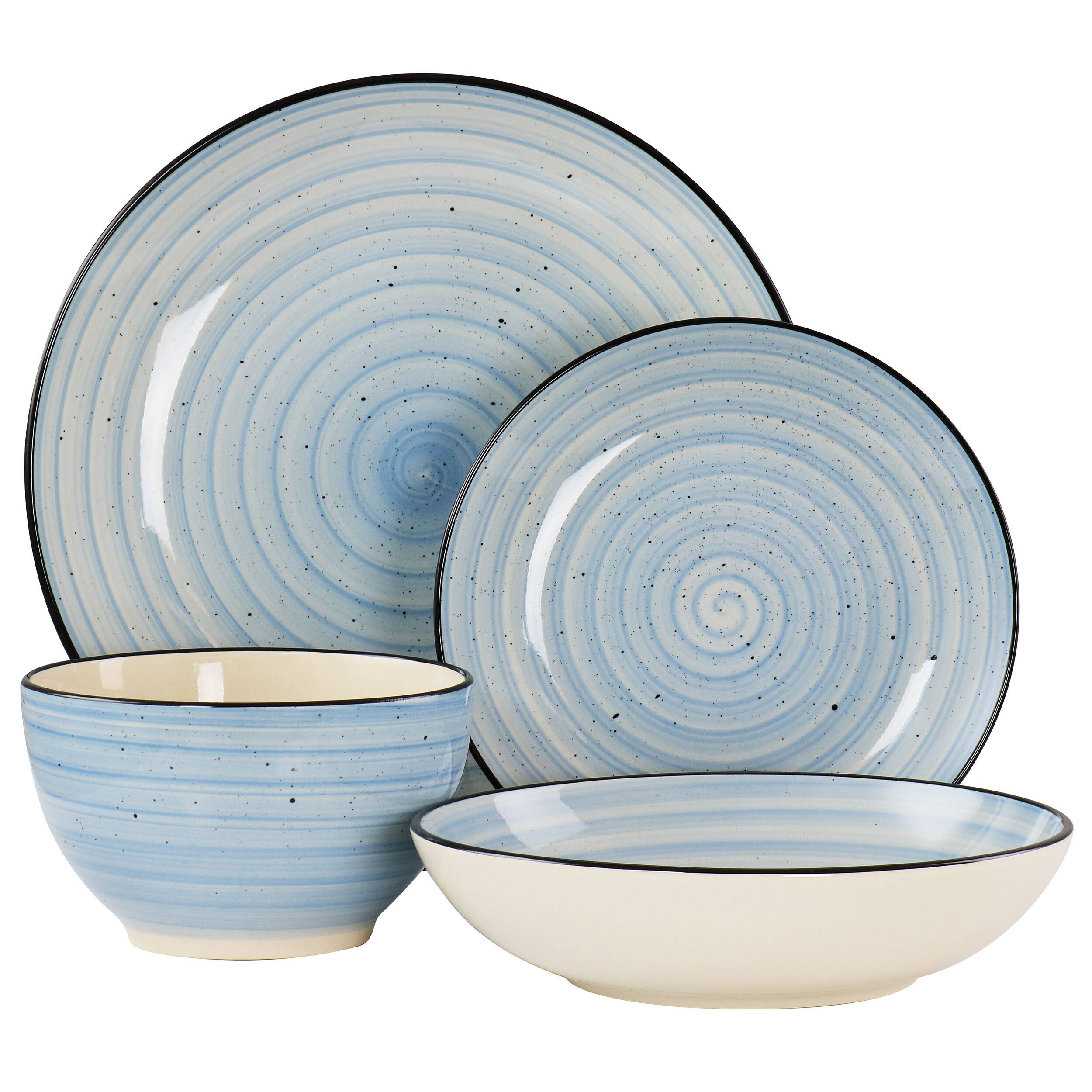 Alt View 1. Elama - Elama Gia 24 Piece Round Stoneware Dinnerware Set in Light Blue - Light Blue.