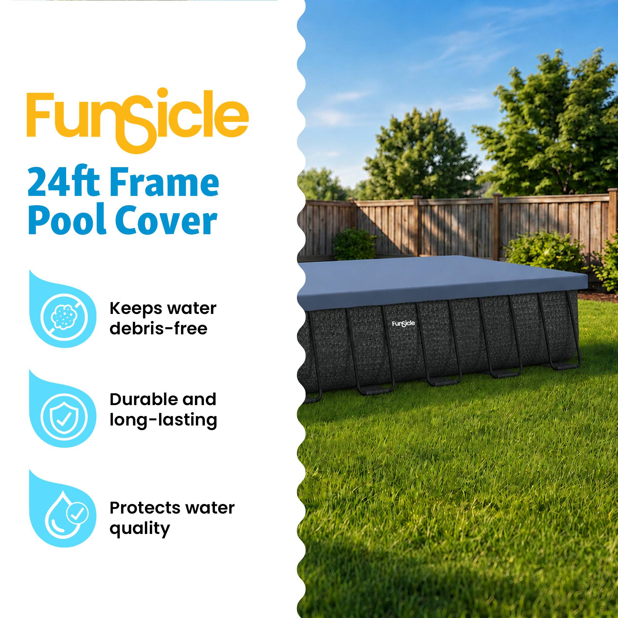 FunSicle 24ft Frame Pool Cover Keeps water debris-free Durable and long-lasting Protects water quality