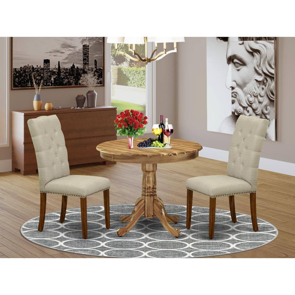 Left. East West Furniture - Dining Room Set Natural - Brown.