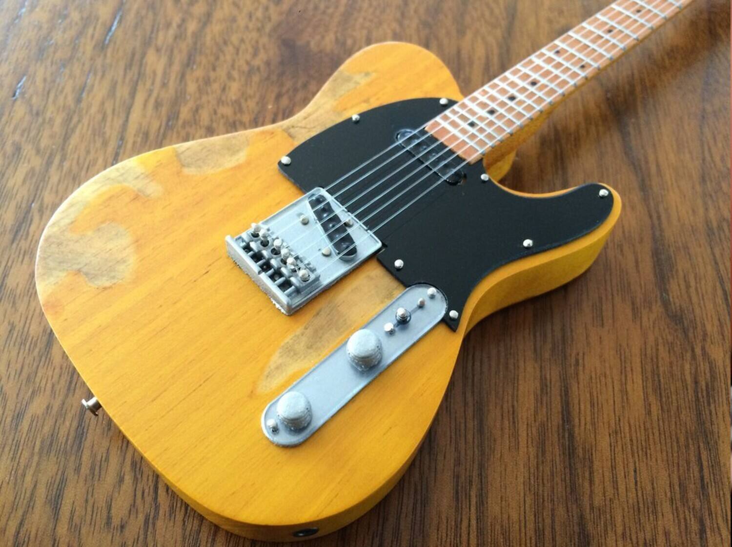 Alt View 1. Axe Heaven - Axe Heaven - Bruce Springsteen - Fender Telecaster Vintage Blonde Mini Guitar Replica Collectible   - COLLECTIBLES - Multicolor.