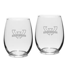 Jardine - Wayne State Warriors 15oz. 2-Piece Stemless Wine Glass Set - Multicolor