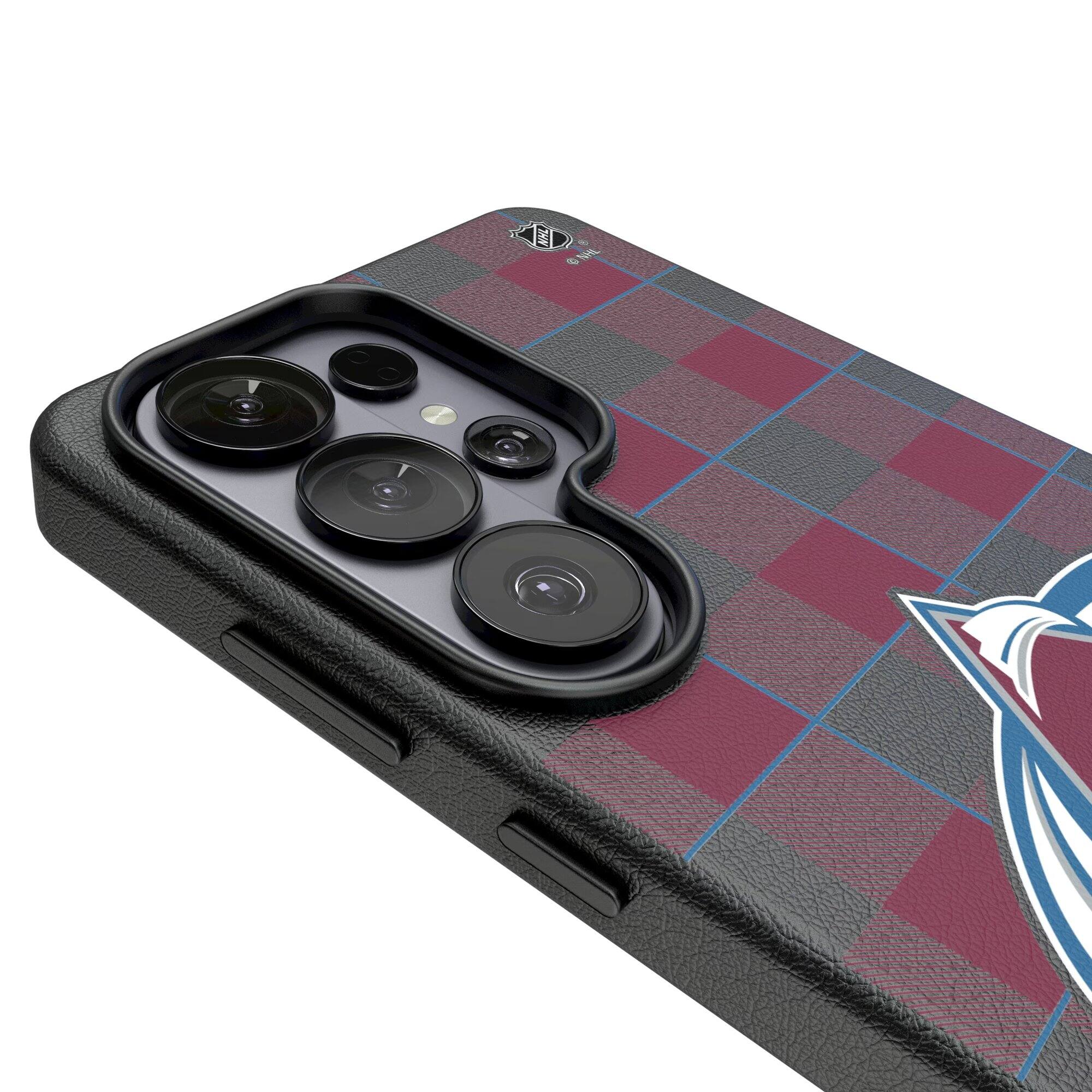 Alt View 2. Keyscaper - Colorado Avalanche Plaid Galaxy Magnetic Bump Case - S26 - Black.