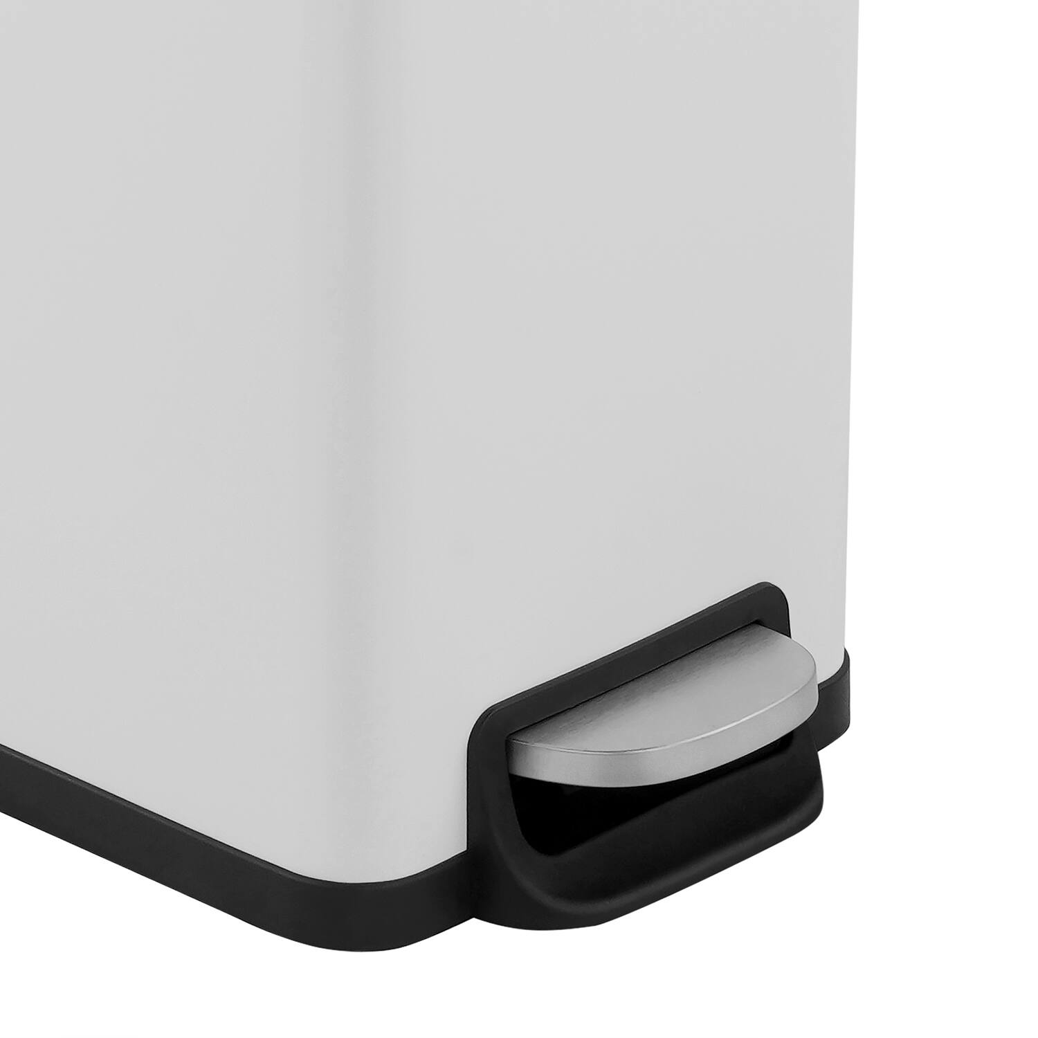 Left. Innovaze - 11.9 Gal./ 45 Liter  Slim Stainless-Steel-Made Matt White Step-on kitchen Trash Can - Matt White.