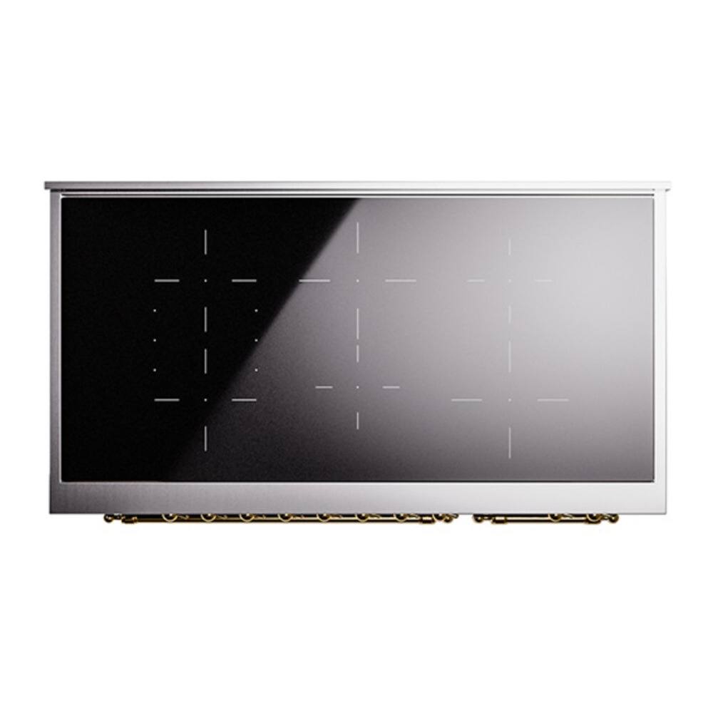 Alt View 3. iLive - ILVE Nostalgie II 48 inch Induction Range with 6 Elements  (Triple Glass Door, Blue Grey, Brass) - Blue Grey.