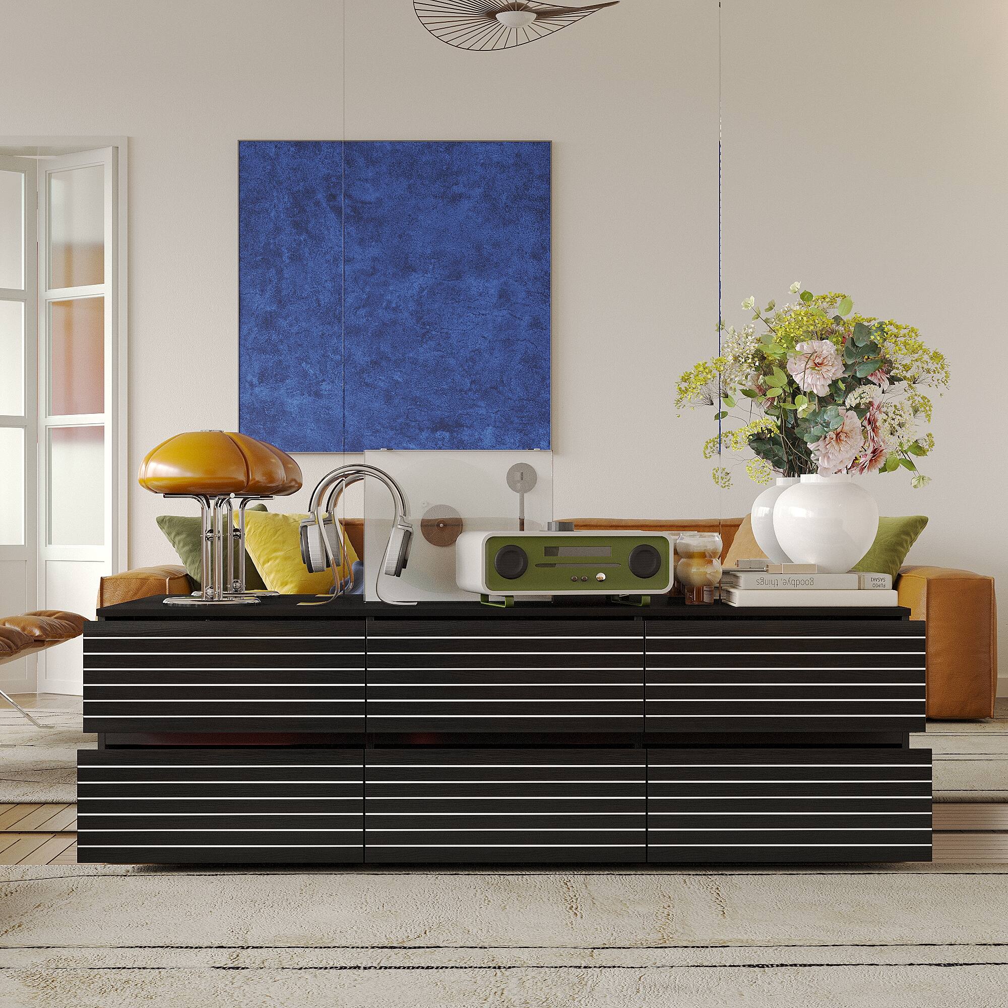 Alt View 9. FUFU & GAGA - FUFU&GAGA Horizontal Drawer Cabinet – Functional Storage Solution for Living Room & Study - Black.