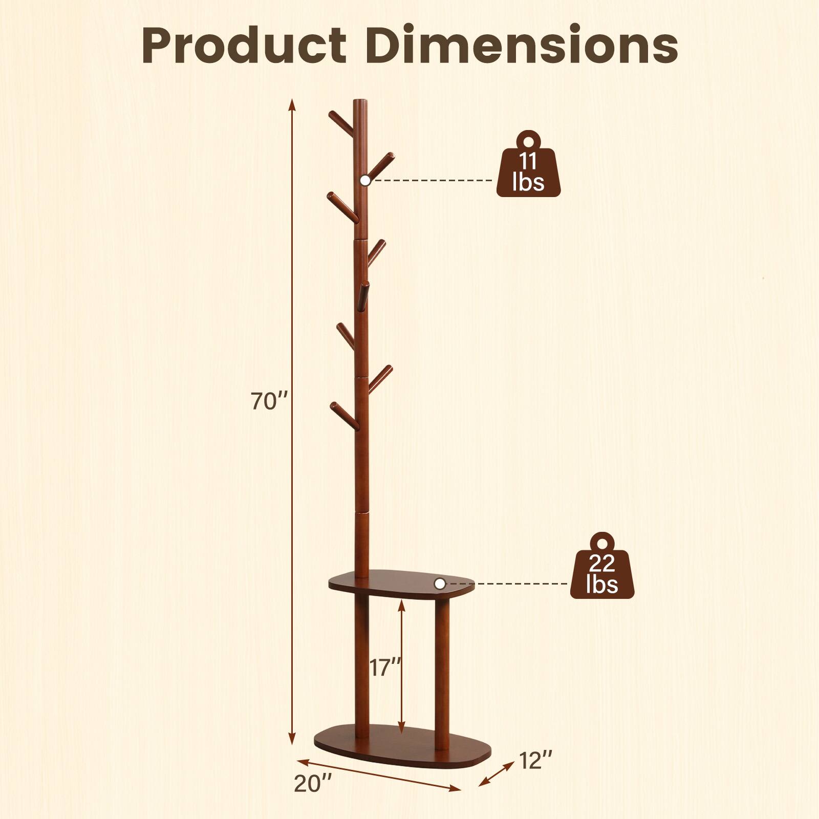 Product Dimensions
11 lbs
70"
22 lbs
17"
20"
12"