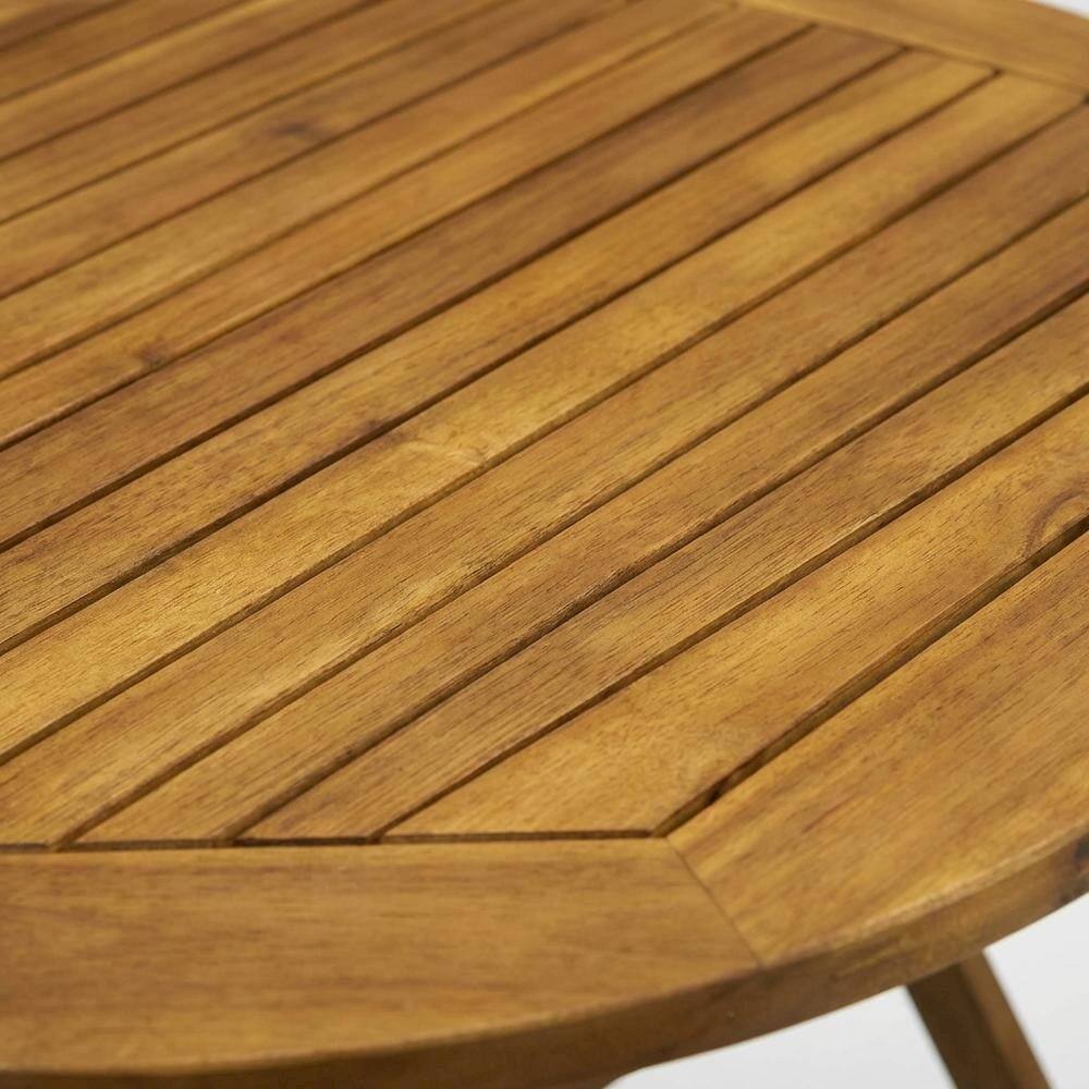Alt View 2. Outdoor Escape - 3-Piece Outdoor Bistro Set with Oil Finish, Foldable Table and 2 Camping Chairs - Natural Oil.