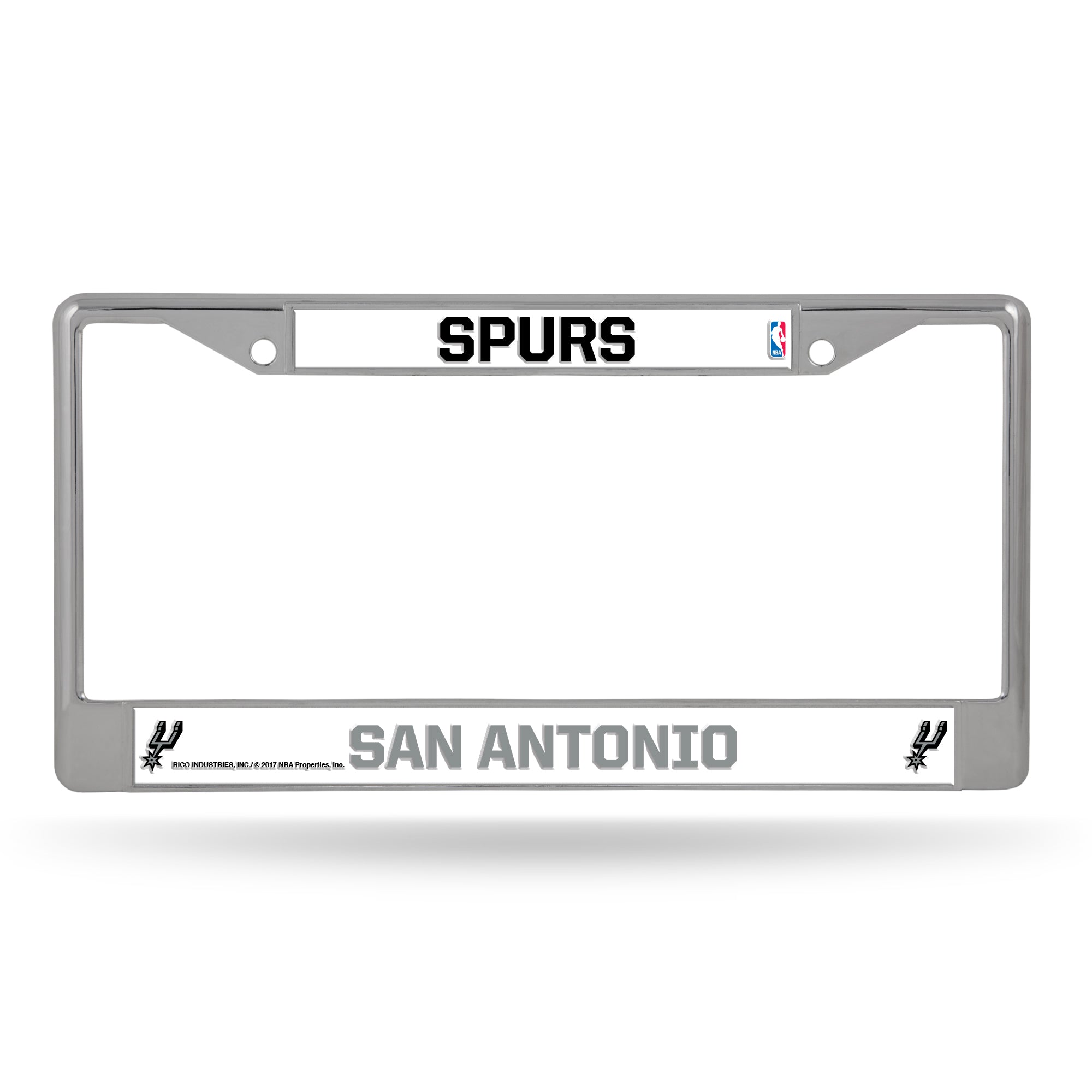 San Antonio Spurs - 12" x 6" Standard Size - Chrome Metal License Plate Frame