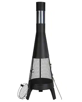 VEVOR - Chiminea, 20 Inch Outdoor Wood Burning Firepit, Conical Fireplace for BBQ & Warming, Outside Wooden Fire Pit - Black
