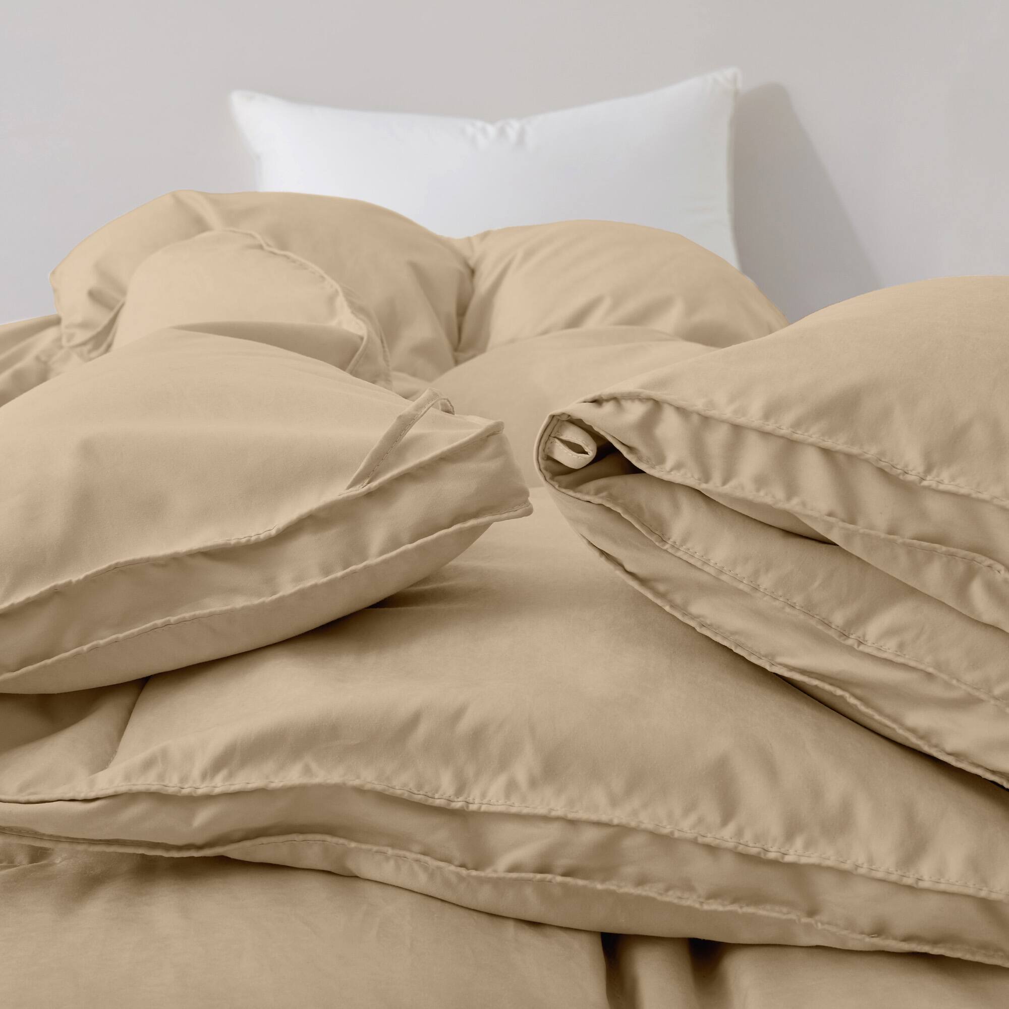 Back. Peace Nest - Peace Nest White Goose Down Feather Fiber Comforter Heavyweight Duvet Insert, Ginger Root, King - Ginger Root.